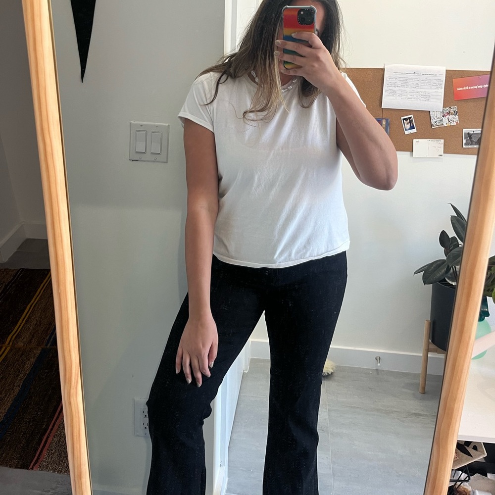 Banana Republic Black Denim High Rise Wide Leg Bell Bottom Flare